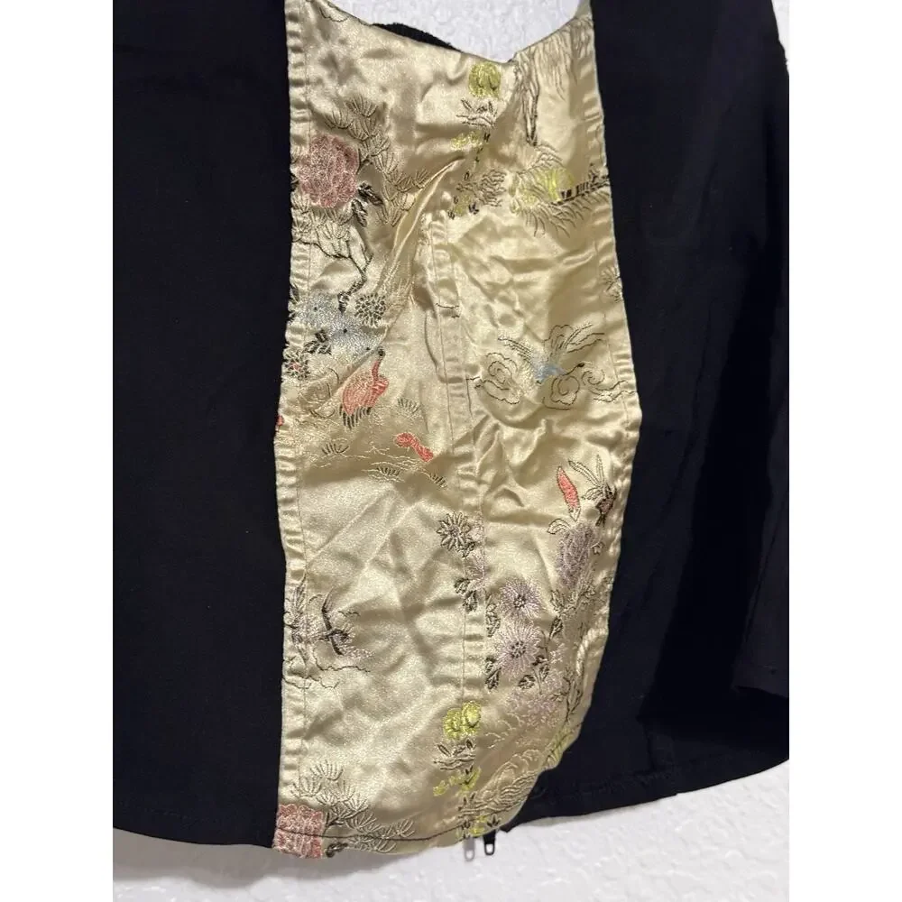 Black & Gold Satin-Front Crop Tank Top